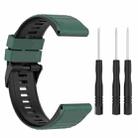 For Garmin Fenix 7 22mm Two-color Silicone Watch Band(Olive Green Black) - 1