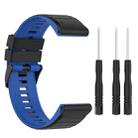 For Garmin Fenix 7 22mm Two-color Silicone Watch Band(Black Blue) - 1