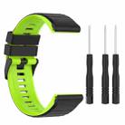 For Garmin Fenix 7 22mm Two-color Silicone Watch Band(Black Lime Green) - 1