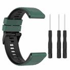 For Garmin Fenix 7 26mm Two-color Silicone Watch Band(Olive Green Black) - 1