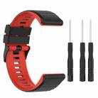 For Garmin Fenix 7 26mm Two-color Silicone Watch Band(Black Red) - 1