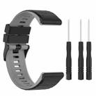 For Garmin Fenix 7 26mm Two-color Silicone Watch Band(Black Grey) - 1