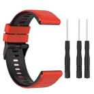 For Garmin Fenix 7 26mm Two-color Silicone Watch Band(Red Black) - 1