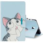 For Galaxy Tab A 8.0 (2018) T387 Colored Drawing Pattern Horizontal Flip Leather Case with Holder & Card Slot & Wallet(Cat) - 1