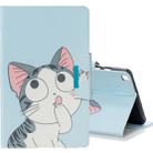 For Galaxy Tab A 8.0 (2019) T290 Colored Drawing Pattern Horizontal Flip Leather Case with Holder & Card Slot & Wallet(Cat) - 1