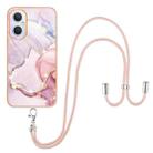 For OnePlus Nord N20 5G Electroplating Marble IMD TPU Phone Case with Lanyard(Rose Gold 005) - 1