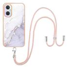 For OnePlus Nord N20 5G Electroplating Marble IMD TPU Phone Case with Lanyard(White 006) - 1