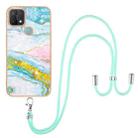 For OPPO A15 / A15s Electroplating Marble IMD TPU Phone Case with Lanyard(Green 004) - 1