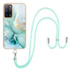 For OPPO A53s 5G / A55 5G / A54 4G / A16 / A54s Electroplating Marble IMD TPU Phone Case with Lanyard(Green 003) - 1