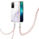 For OPPO A53s 5G / A55 5G / A54 4G / A16 / A54s Electroplating Marble IMD TPU Phone Case with Lanyard(White 006) - 3