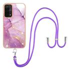 For OPPO A74 5G / A93 5G / A54 5G / A93s 5G Electroplating Marble IMD TPU Phone Case with Lanyard(Purple 001) - 1