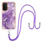 For OPPO A74 5G / A93 5G / A54 5G / A93s 5G Electroplating Marble IMD TPU Phone Case with Lanyard(Purple 002) - 1
