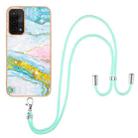 For OPPO A74 5G / A93 5G / A54 5G / A93s 5G Electroplating Marble IMD TPU Phone Case with Lanyard(Green 004) - 1