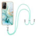 For OPPO A94 5G / A95 5G Electroplating Marble IMD TPU Phone Case with Lanyard(Green 003) - 1