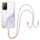 For OPPO A94 5G / A95 5G Electroplating Marble IMD TPU Phone Case with Lanyard(White 006) - 1