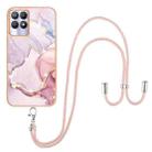 For Realme 8i Electroplating Marble IMD TPU Phone Case with Lanyard(Rose Gold 005) - 1