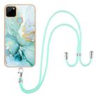 For Realme C21Y Electroplating Marble IMD TPU Phone Case with Lanyard(Green 003) - 1