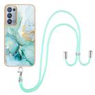 For OPPO Reno6 Pro+ 5G Electroplating Marble IMD TPU Phone Case with Lanyard(Green 003) - 1