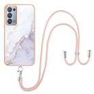 For OPPO Reno6 Pro+ 5G Electroplating Marble IMD TPU Phone Case with Lanyard(White 006) - 1