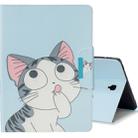For Galaxy Tab S4 10.5 T830 Colored Drawing Pattern Horizontal Flip Leather Case with Holder & Card Slot & Wallet(Cat) - 1
