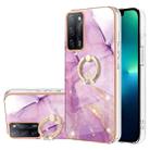 For OPPO A53s 5G / A55 5G / A54 4G / A16 / A54s Electroplating Marble Pattern IMD TPU Phone Case with Ring Holder(Purple 001) - 1