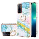 For OPPO A53s 5G / A55 5G / A54 4G / A16 / A54s Electroplating Marble Pattern IMD TPU Phone Case with Ring Holder(Green 004) - 1