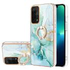 For OPPO A74 5G / A93 5G / A54 5G / A93s 5G Electroplating Marble Pattern IMD TPU Phone Case with Ring Holder(Green 003) - 1