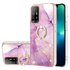 For OPPO A94 5G / A95 5G Electroplating Marble Pattern IMD TPU Phone Case with Ring Holder(Purple 001) - 1