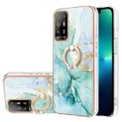 For OPPO A94 5G / A95 5G Electroplating Marble Pattern IMD TPU Phone Case with Ring Holder(Green 003) - 1