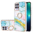 For Realme 8i Electroplating Marble Pattern IMD TPU Phone Case with Ring Holder(Green 004) - 1