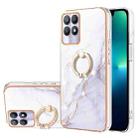 For Realme 8i Electroplating Marble Pattern IMD TPU Phone Case with Ring Holder(White 006) - 1