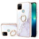 For Realme C21Y Electroplating Marble Pattern IMD TPU Phone Case with Ring Holder(White 006) - 1