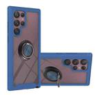 For Samsung Galaxy S22 Ultra Shockproof PC + TPU Phone Case with Ring Holder(Blue) - 1