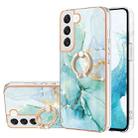 For Samsung Galaxy S22+ Electroplating Marble IMD TPU Phone Case with Ring Holder(Green 003) - 1