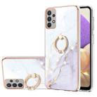For Samsung Galaxy A73 5G Electroplating Marble IMD TPU Phone Case with Ring Holder(White 006) - 1