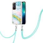 For Xiaomi Redmi Note 11 Pro 5G / 4G Global Electroplating Marble IMD TPU Phone Case with Lanyard(Green 004) - 1