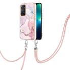 For Xiaomi Redmi Note 11 Pro 5G / 4G Global Electroplating Marble IMD TPU Phone Case with Lanyard(Rose Gold 005) - 1