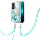 For Xiaomi Redmi Note 11S / Note 11 4G Global Electroplating Marble IMD TPU Phone Case with Lanyard(Green 003) - 1