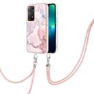 For Xiaomi Redmi Note 11S / Note 11 4G Global Electroplating Marble IMD TPU Phone Case with Lanyard(Rose Gold 005) - 1