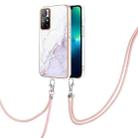 For Xiaomi Redmi Note 11 5G (China) / Note 11T 5G (India) Electroplating Marble IMD TPU Phone Case with Lanyard(White 006) - 1