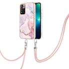 For Xiaomi Mi 11i / 11i HyperCharge 5G Global Electroplating Marble IMD TPU Phone Case with Lanyard(Rose Gold 005) - 1