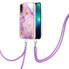 For Motorola Moto E7 Power / E7i Power Electroplating Marble IMD TPU Phone Case with Lanyard(Purple 001) - 1