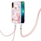 For Motorola Moto E7 Power / E7i Power Electroplating Marble IMD TPU Phone Case with Lanyard(Rose Gold 005) - 1