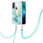 For Motorola Moto G Pure Electroplating Marble IMD TPU Phone Case with Lanyard(Green 003) - 1