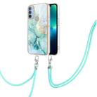For Motorola Moto G31/G41 Electroplating Marble IMD TPU Phone Case with Lanyard(Green 003) - 1