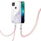 For Motorola Moto G50 5G Electroplating Marble IMD TPU Phone Case with Lanyard(White 006) - 1