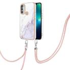 For Motorola Moto G51 5G Electroplating Marble IMD TPU Phone Case with Lanyard(White 006) - 1