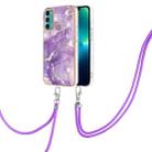 For Motorola Moto G60/G40 Fusion Electroplating Marble IMD TPU Phone Case with Lanyard(Purple 002) - 1