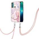 For Motorola Moto G60/G40 Fusion Electroplating Marble IMD TPU Phone Case with Lanyard(Rose Gold 005) - 1