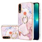 For Motorola Moto E7 Power / E7i Power Electroplating Marble Pattern IMD TPU Shockproof Phone Case with Ring Holder(Rose Gold 005) - 1